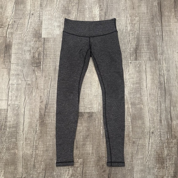 Lululemon Wunder Under Low-Rise Legging Pants Heathered Black Grey Women's Sz 4 - Picture 2 of 8